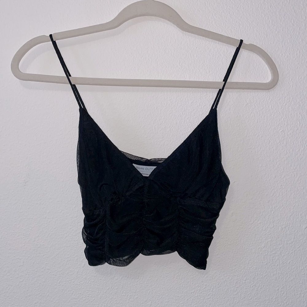 Black ruching crop top, urban outfitters, S